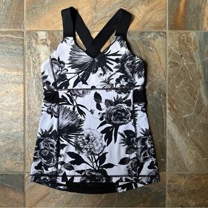 Lululemon Push Ur Limits Tank Brisk Bloom Black White / Black Size 8